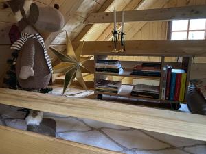a room with a book shelf with books at Tiny Resort Chotěvice 2 in Chotěvice +79 photos