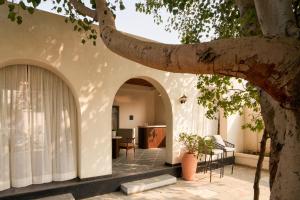 an entrance to a house with a tree at Niwasa - A Luxury Boutique Stay, Udaipur in Udaipur