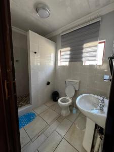 a bathroom with a toilet and a sink at Tana B Guesthouse in Welkom