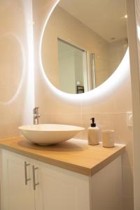 a bathroom with a sink and a mirror at Au bonheur de Troyes in Troyes +14 photos