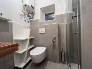 a bathroom with a toilet and a shower at Oasi di pace in Domaso +27 photos