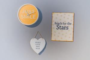 a sign that says just smile and reach for the stars at Flex SelfCheckIns 209 - Zagreb - Studio Apartment - Centre in Zagreb