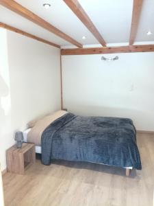 a bedroom with a bed and a wooden floor at Maison à Briançon in Briançon