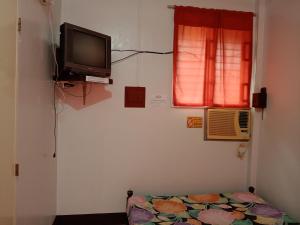 a room with a bed and a tv and a window at Felipenas Lodging House in Matalom