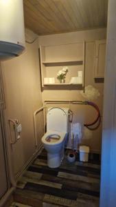 a small bathroom with a toilet in a room at Chalet in Saint-Anthème +40 photos