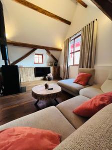 a living room with two couches and a table at Côté Brand in Turckheim