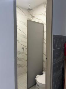 a bathroom with a toilet and a mirror at Edificio Buenos Aires apartamento 304 moderno Sincelejo in Sincelejo