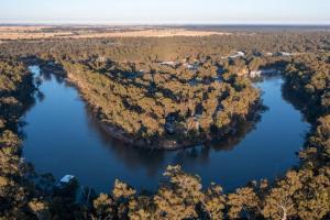 an aerial view of the allegheny river at Tasman Holiday Parks - Merool on the Murray in Echuca