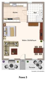a floor plan of a small apartment with at EderseeGlück - Fewo 3 ebenerdig klimatisiert in Edertal