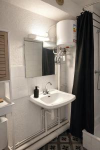 a bathroom with a sink and a mirror at Logis, appartement, 220 élégant et central in Paray-le-Monial
