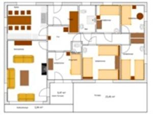 a floor plan of a building with orange at Ferienhaus Kappeln in Rabenkirchen-Faulück
