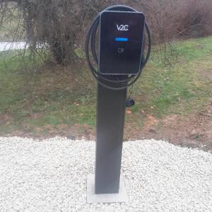 a parking meter on the side of a road at Holiday Home Juričko with private Sauna in Bizeljsko +46 photos