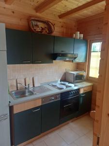 a kitchen with a sink and a stove at Holiday Home Fleesensee in Göhren-Lebbin