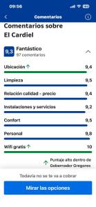 a screenshot of a cell phone screen with the commandlinesote at El Cardiel in Gobernador Gregores