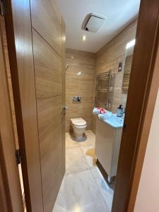 a bathroom with a toilet and a sink at Gibraltar Luxe Stay 1403 in Gibraltar +28 photos