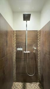 a bathroom with a shower with a shower head at Les Suites de Sautet - Chambéry centre in Chambéry +64 photos