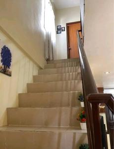 a set of stairs with a door and some plants at Townhouse in Agus