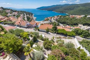 an aerial view of a small town next to a body of water at Lady M in Rabac - Istrien in Rabac