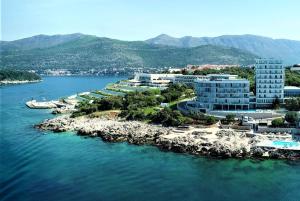an aerial view of a resort on a body of water at Royal Neptun Hotel in Dubrovnik