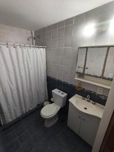 a bathroom with a toilet and a sink at Departamento Marusa in Gualeguaychú