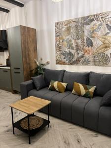 a living room with a couch and a table at One Bedroom Apartment with Terrace in Oradea