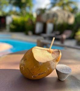 a banana sitting on top of a table at Eden Paradise Spa Ecolodge in Sainte-Luce