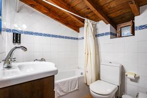 a bathroom with a sink and a toilet and a tub at La Casina Del Fornu in Pravia +19 photos