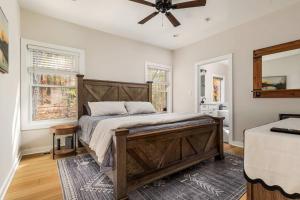 a bedroom with a bed and a ceiling fan at Valley View in Basye