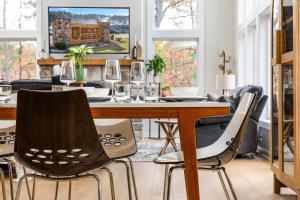 a dining room with a table and chairs at Valley View in Basye