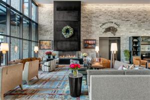 a lobby with couches and a fireplace at Abode at Deer Valley East in Park City