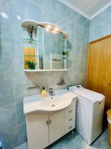 a bathroom with a sink and a mirror at Apartman Ani in Mlini +15 photos