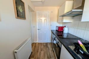 a small kitchen with a counter top and a sink at Spacious Studio with Private Kitchen and Bathroom in Hounslow +2 photos
