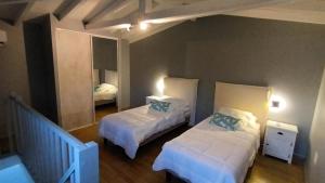 a bedroom with two beds and a mirror at LE DOMAINE de L'HYLODE in Sainte-Anne +44 photos