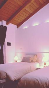 a bedroom with two beds and two lamps on tables at Al Castello Bed and Breakfast in Cornate dʼAdda
