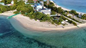 an aerial view of an island in the ocean at Oceanvine Maldives in Mahibadhoo