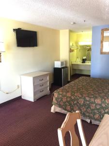 a hotel room with a bed and a television at Relax Inn in Albany