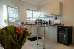a kitchen with a counter top with a microwave at Harmony House in Ladysmith