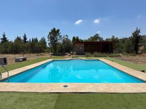 a swimming pool in the middle of a yard at Cabañas Cocodrilo Lodge in Molina