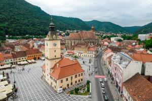 an aerial view of the city of brasov at Casa Shay Brasov in Braşov