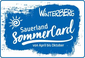 a sign that reads winterbeck sandland summitander on a blue background at Die zwei Löwen Ferienwohnungen in Winterberg