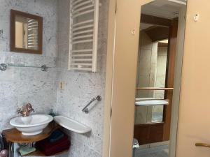 a bathroom with a sink and a mirror at Selatuinen in Appelscha +76 photos