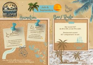 a set of four invitation cards on the beach at Camping Parc Bellevue in Cannes
