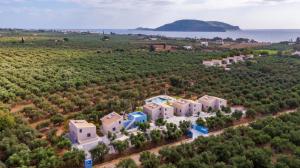 an aerial view of a villa with the ocean in the background at Helichrysum Lofts Junior House J1 in Khokhlastí