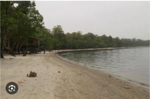 a beach with a house on it next to the water at Full Moon Home Stay in Jamania