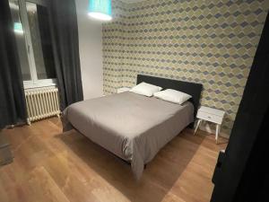 a bedroom with a bed and a wall at L'appart du Château in Blois
