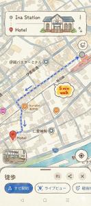 a map of a jimei station at -Ina Stay Central Hotel-8名宿泊可 伊那市駅徒歩5分 駐車場無料 a sleep8-a 5minute walk from the station-Free parking in Ina +42 photos