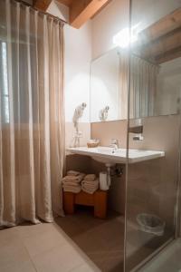 a bathroom with a sink and a shower at Ca' del Sile in Morgano