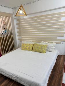 a large white bed with two pillows in a room at Manzanares Homestay in San Jose +8 photos