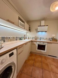 a kitchen with a washer and dryer in it at le Roy de coeur in Riquewihr