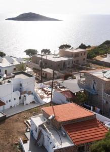 an aerial view of buildings and the ocean at Markos House 2 in Kalymnos